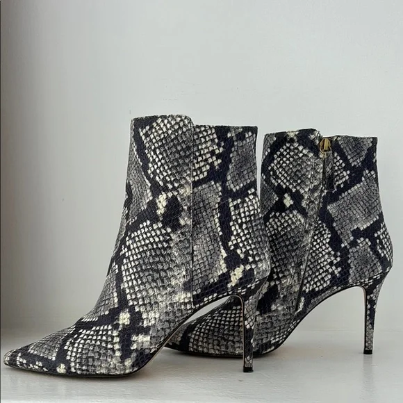 J. Crew Black and Gray Ankle Booties with Snakeskin Pattern LIKE NEW - Picture 7 of 14